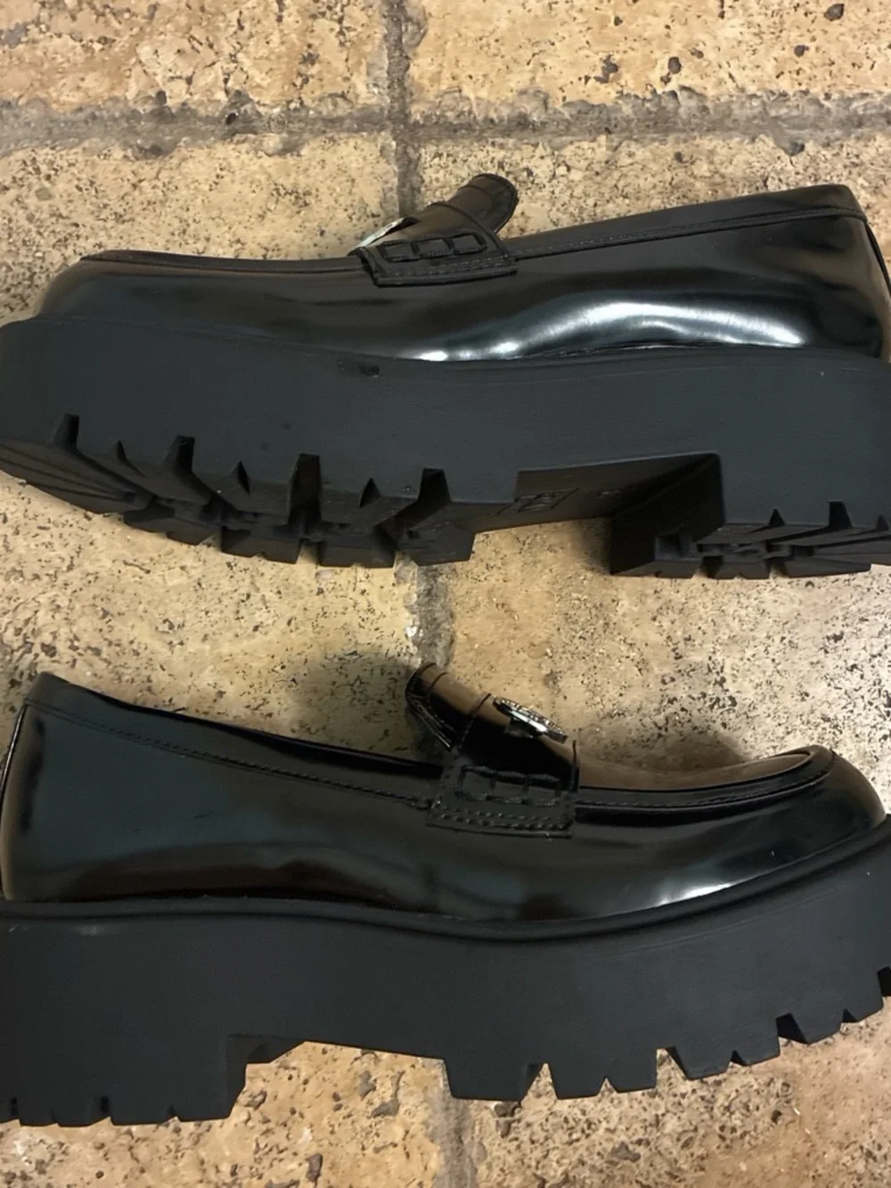 Steve Madden Black Patent Platform Loafers